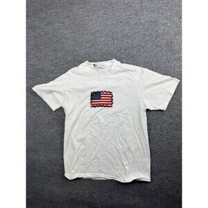 Vintage Tasha Polizzi Shirt Women's Medium Stitched American Flag USA Patriotic